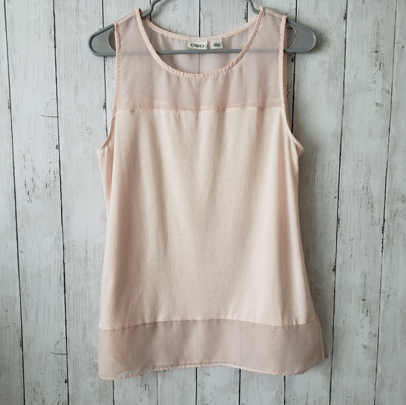 Cato Tops - Cato pink tank top, size large, sheer